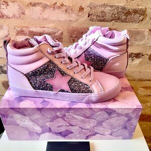 Vintage Havana Stylish Purple Glitter High-Top Sneakers